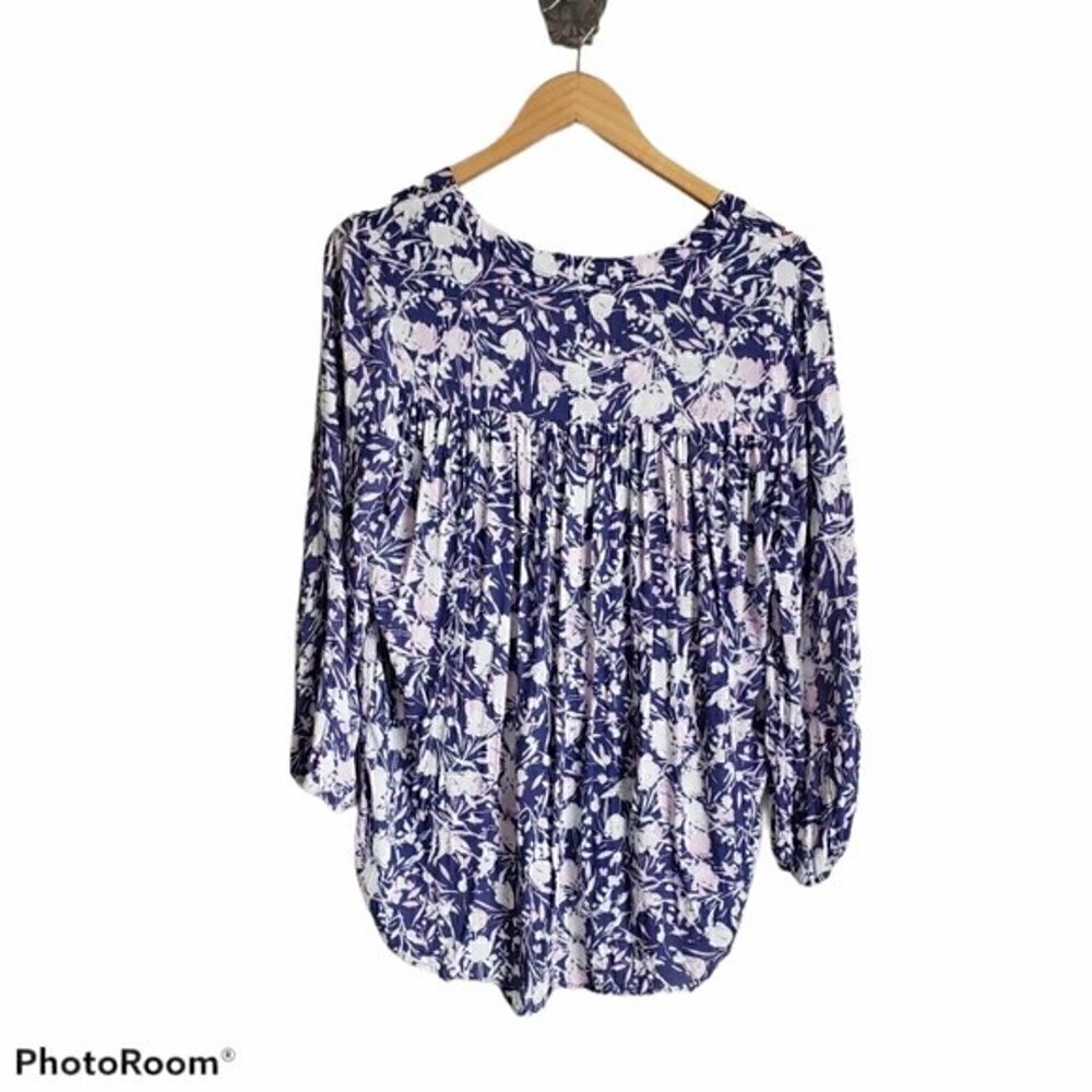 Floral print puff sleeve button blouse top size Medium - Picture 6 of 10